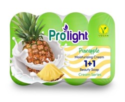 Мыло туалетное с увлажняющим кремом PROLIGHT 1+1 Сливочно-ананасовое, 4Х80 гр. (эко-пак) ББ01628 - фото 15798