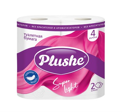 ТБ Plushe Super Light, 2 слоя, 4 рул*15 м, белая, 12 в уп 16734 - фото 17520