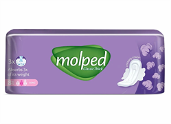 ЖЕНСКИЕ ГИГИЕНИЧЕСКИЕ ПРОКЛАДКИ MOLPED CLASSIC THICK LONG 8 ШТ*24 ББ01660