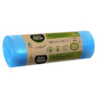 Master FRESH ЭКОпакеты д/мусора 70% RECYCLING 160л/10шт (голубые) 28мкм ПСД=42мкм пвд С0006856