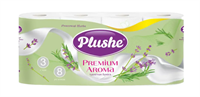 ТБ Plushe Premium Aroma "Provencal Herbs", 3 сл, 8 рул, белая, с цветным прокрасом, аромат., 8 в уп 86306